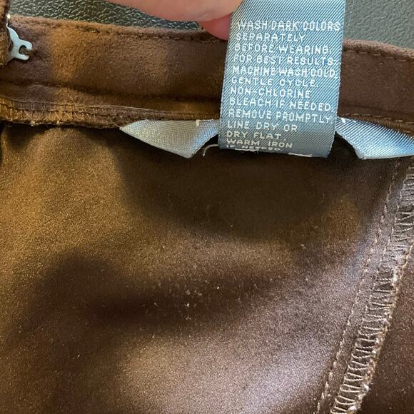 Koret Brown Suede Midi Skirt Size 12 A-Line Faux Suede Flowy Classic Skirt - Picture 5 of 7